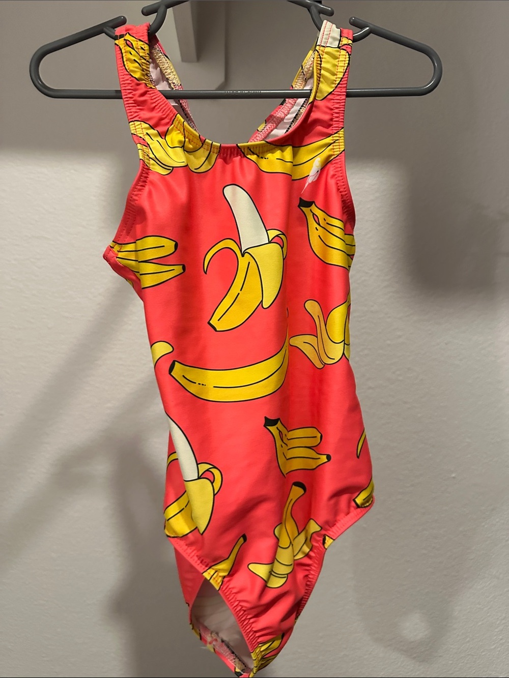Girls Pink Banana Print One-Piece Swimsuit